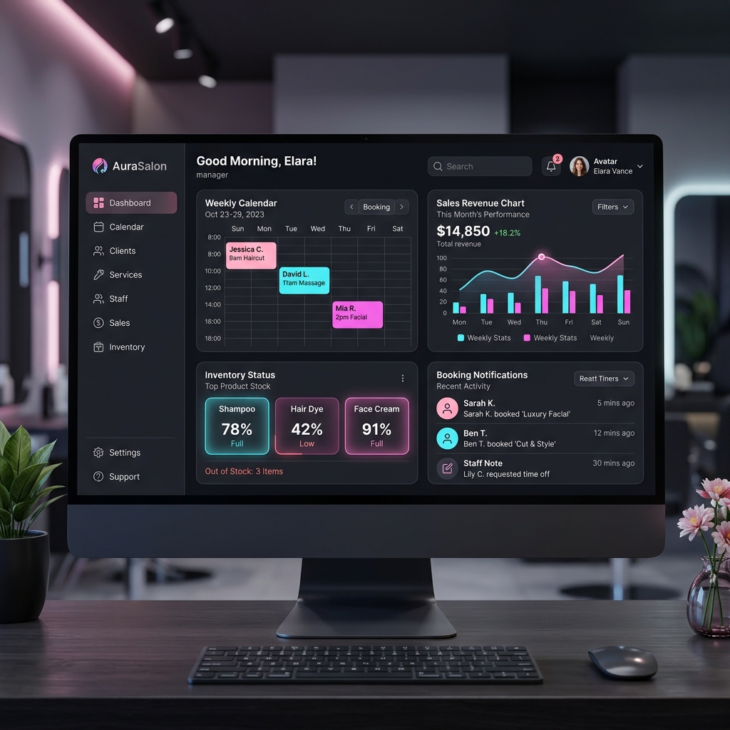 AuraSalon CRM management system